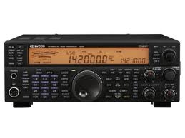 A photo of the Kenwood TS-590. The orange display is reading 14.200 USB