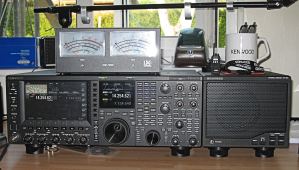 TS990 on the desk with matching speaker, and a Kenwood mug, for those long QSO's